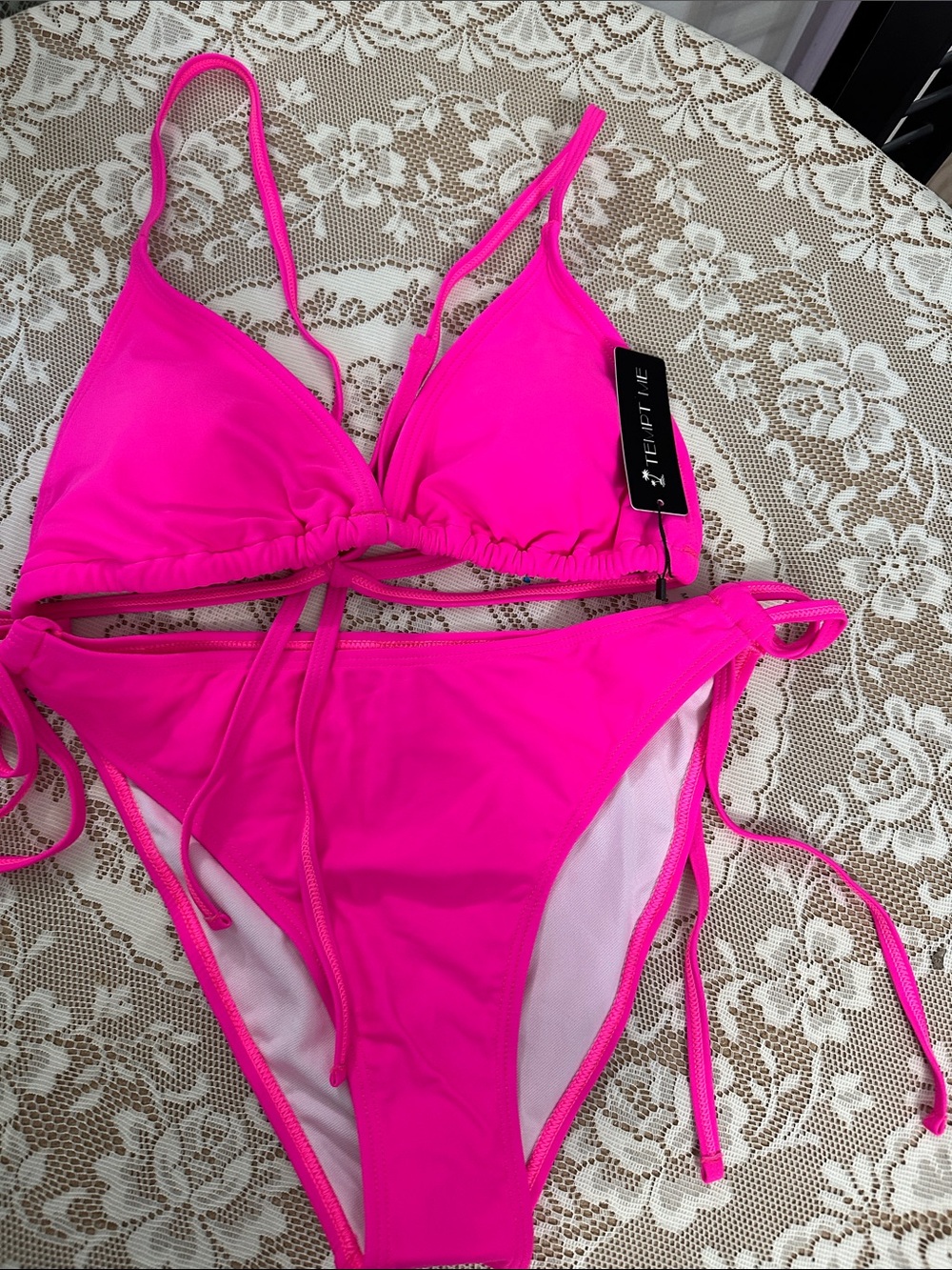 Tempt Me Hot Pink Triangle String Bikini